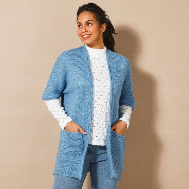 Dlouhý kardigan s rukávy k loktům