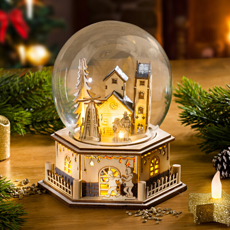 LED hrací skříňka se skleněnou koulí