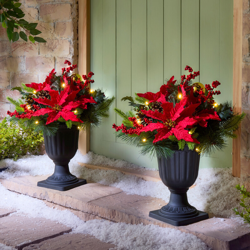 LED vianočný aranžmán v kvetináči