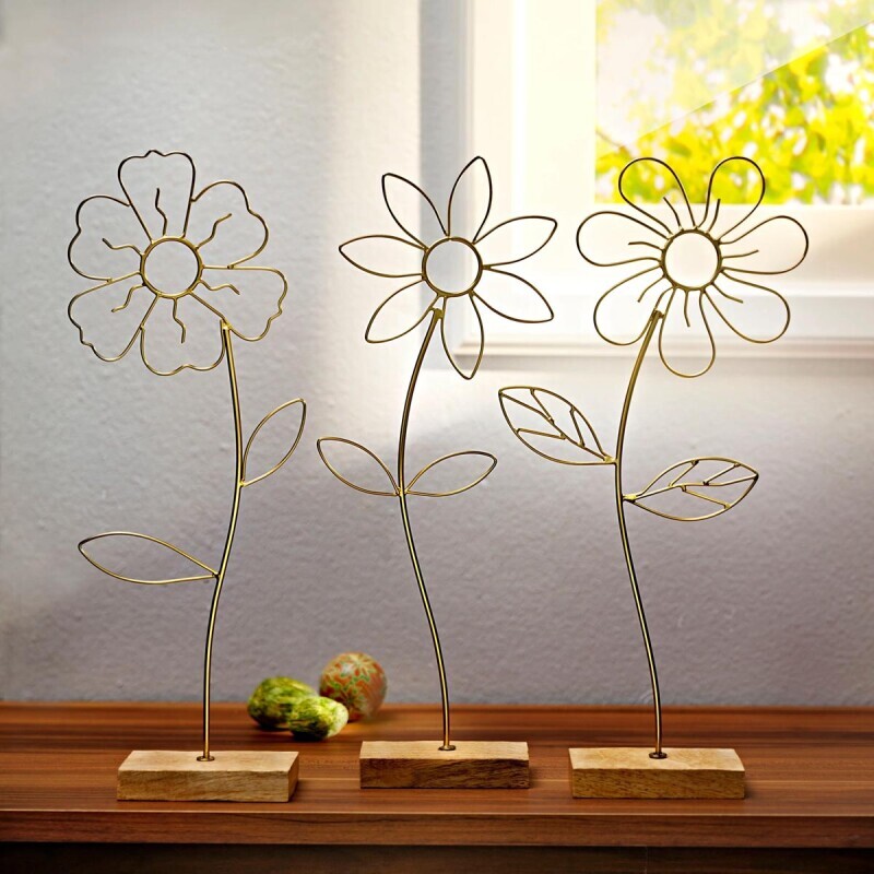 Dekorativní kovové květiny Aura, sada 3 ks