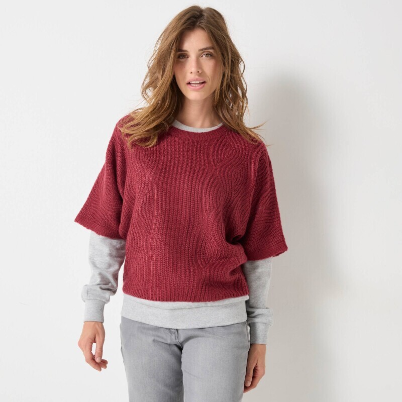 Pulovr s netopýřími rukávy k loktům