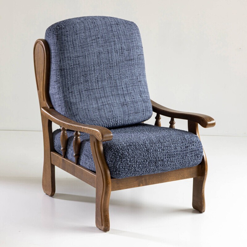 Žabičkovaný potah z mikrovlákna s potiskem textury, na rustikální křeslo