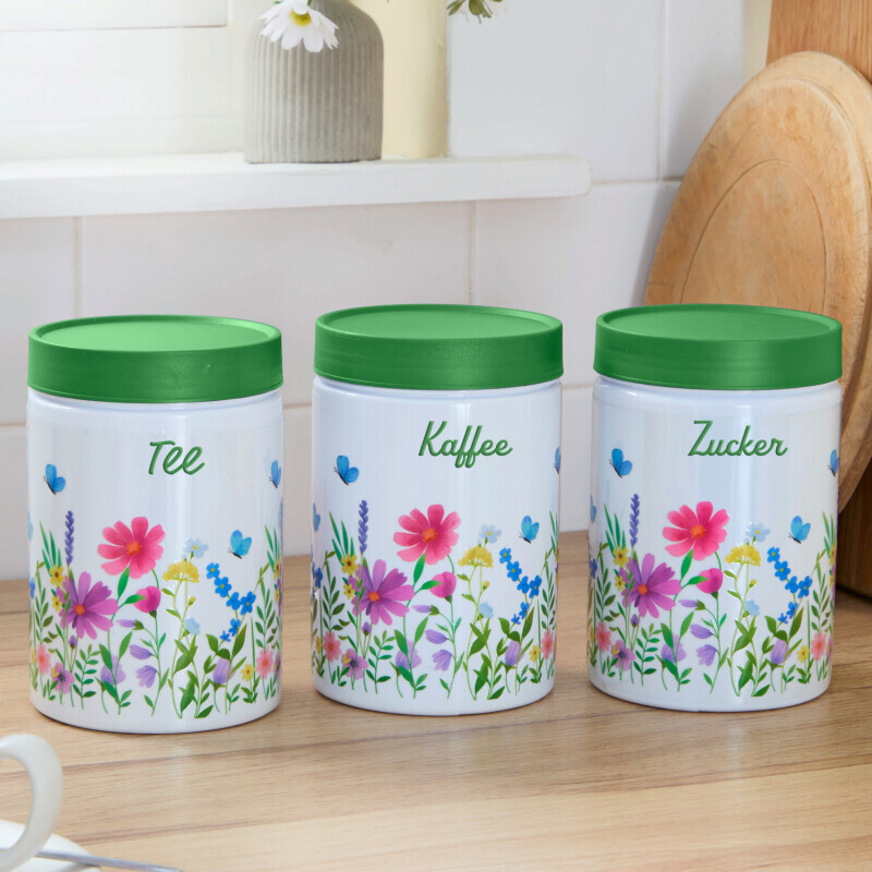 3 dózy - káva, čaj, cukr