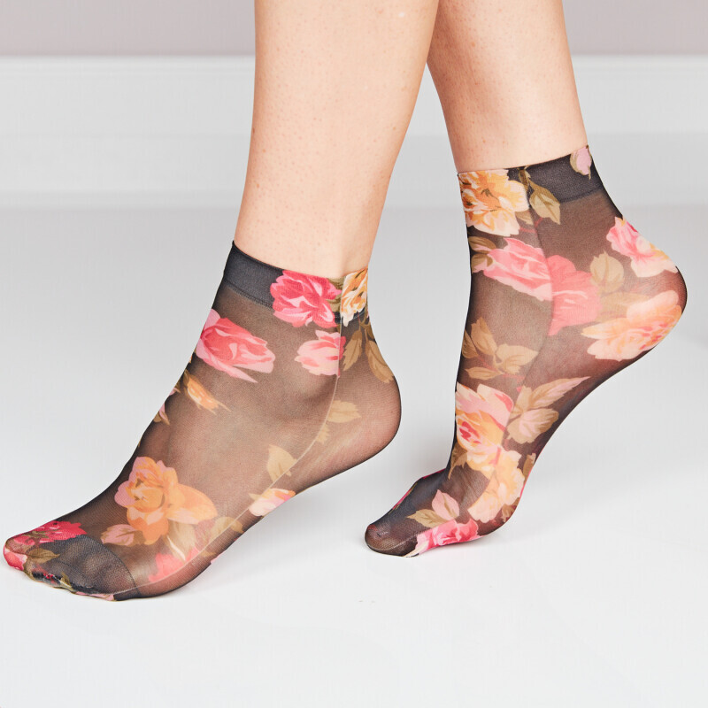 2 perechi de șosete cu model floral/culoare nude