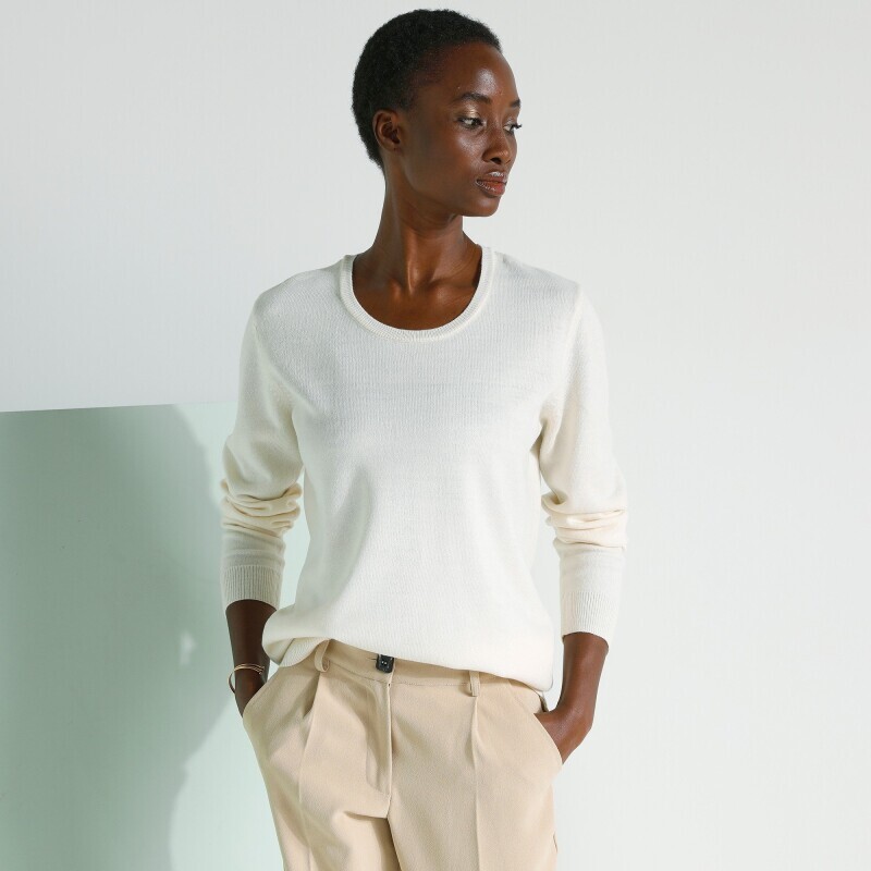 Sweter w jednolitym kolorze z okrągłym dekoltem