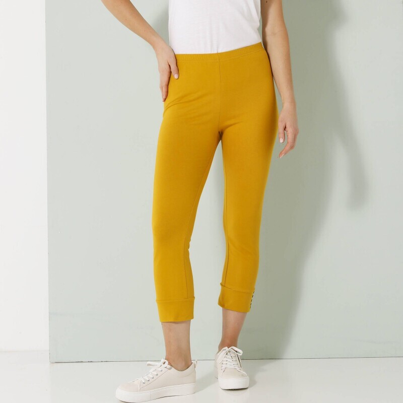 Legginsy 3/4 z guzikami na końcach nogawek