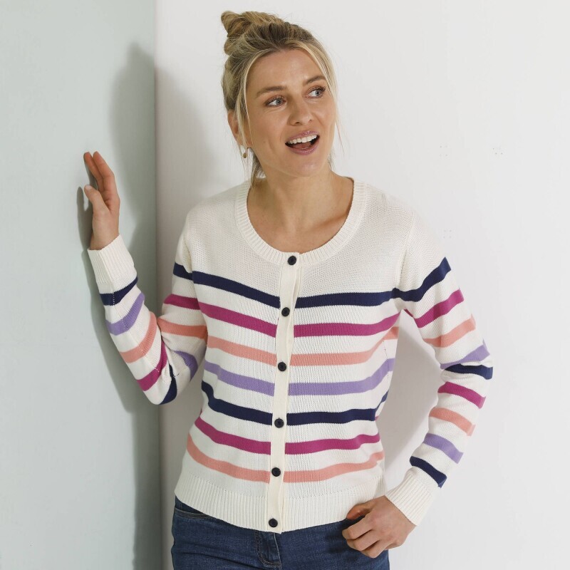 Sweter w paski z guzikami