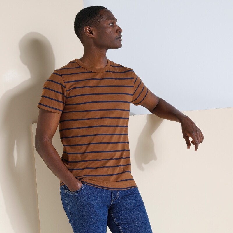 Koszulka z krótkim rękawem w paski, bawełna organiczna