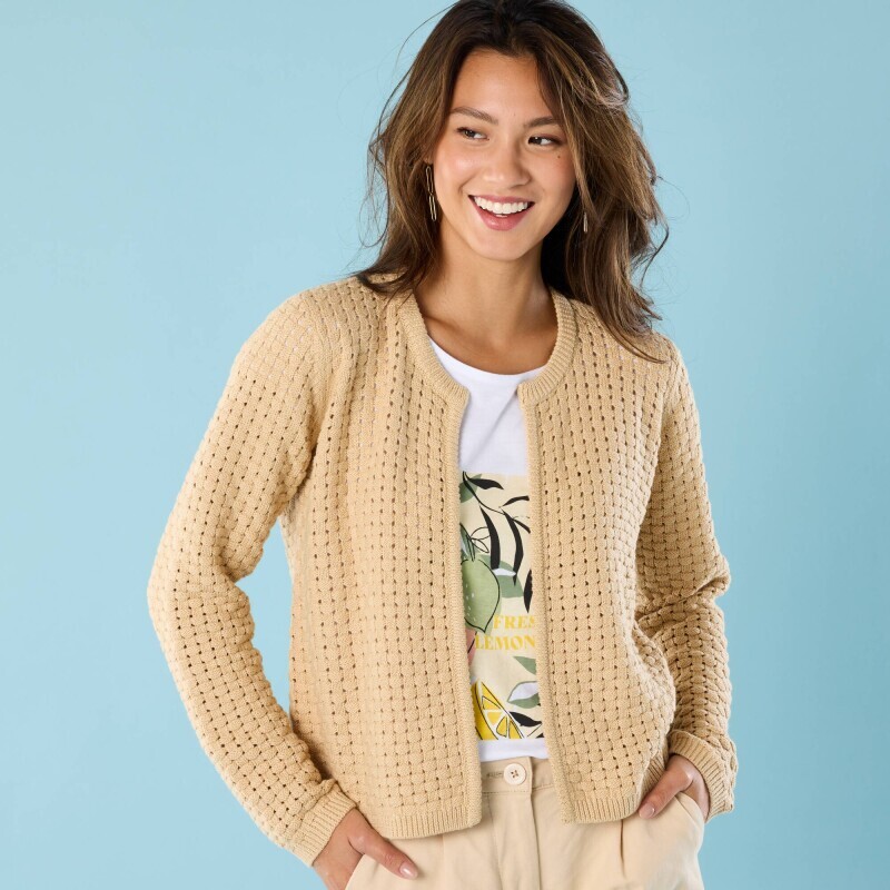 Krátký kardigan se vzorem, pro menší postavu