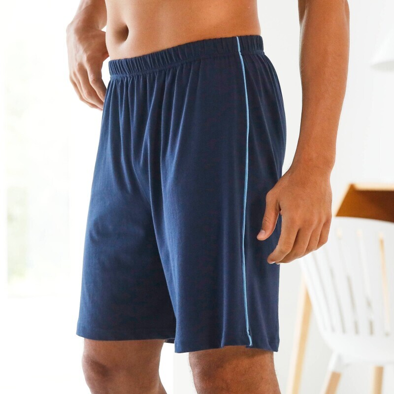 Jednofarebné pyžamové šortky s kontrastným zakončením