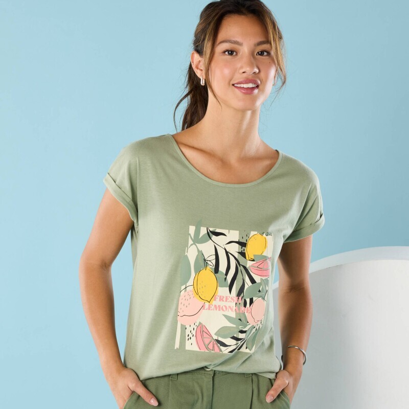 Футболка з коротким рукавом і принтом, для маленької фігури