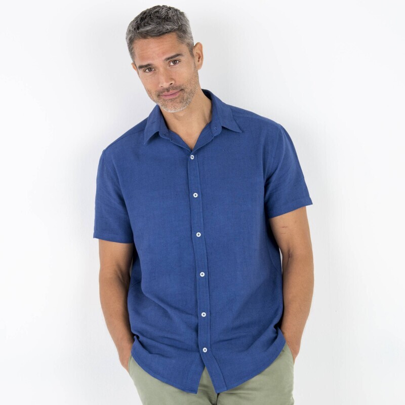 Rozciągliwa bawełniano-lniana koszulka z krótkim rękawem