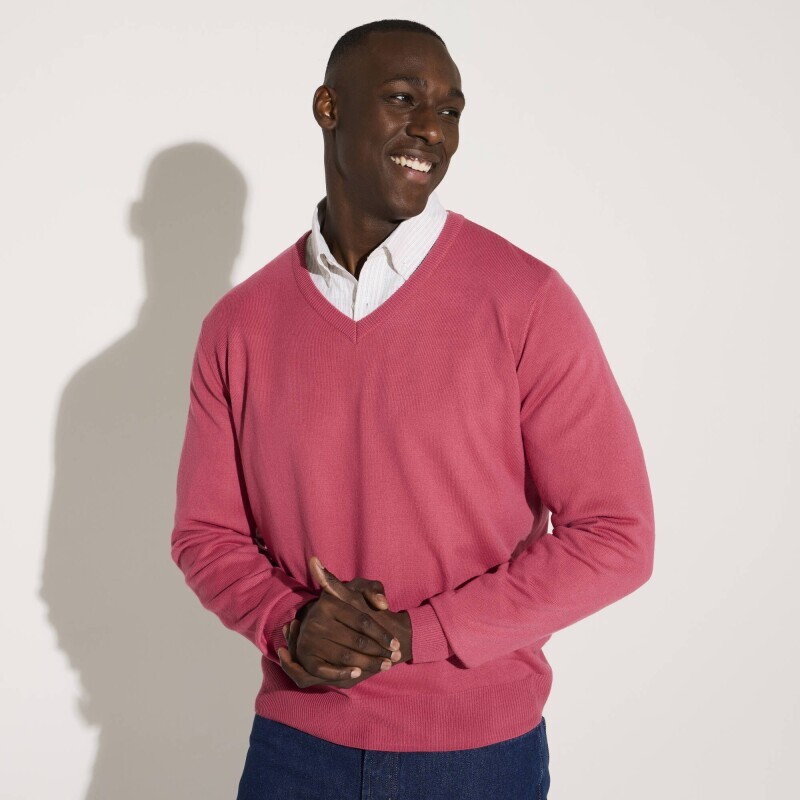 Pulovr s výstřihem do V, 100% akryl