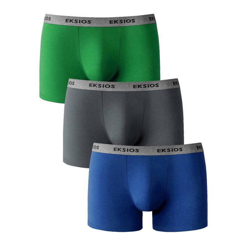Zestaw 3 par bokserek EKSIOS z gumką w pasie i dłuższym tyłem