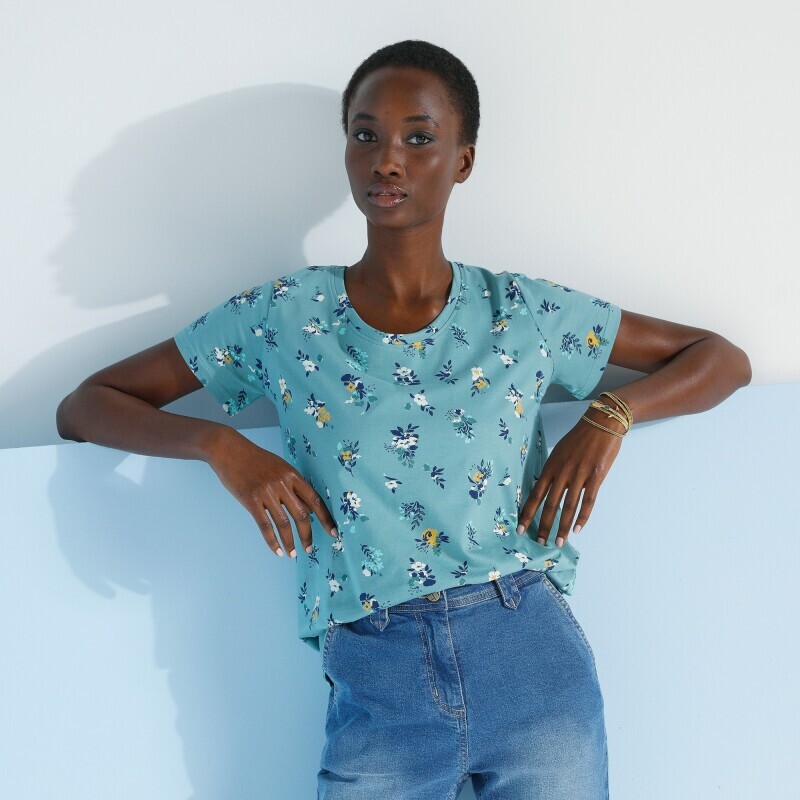 Koszulka z krótkim rękawem i kwiatowym nadrukiem