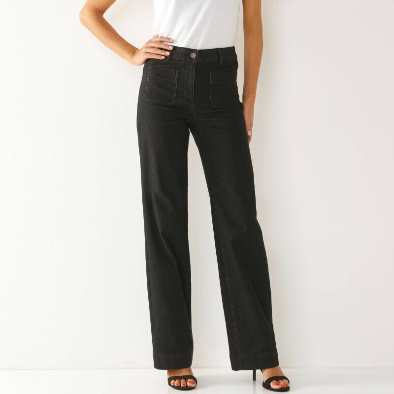 Широкі джинси з високою талією, для невисокої фігури