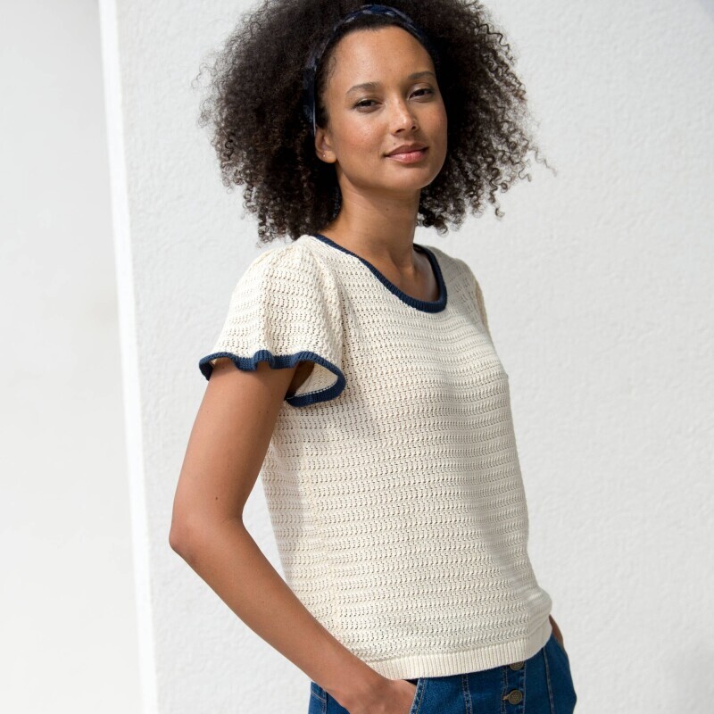 Dzianinowa koszula z kontrastowym wykończeniem