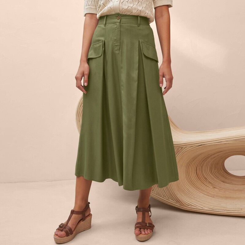 Rozšírená midi sukňa s pružným pásom