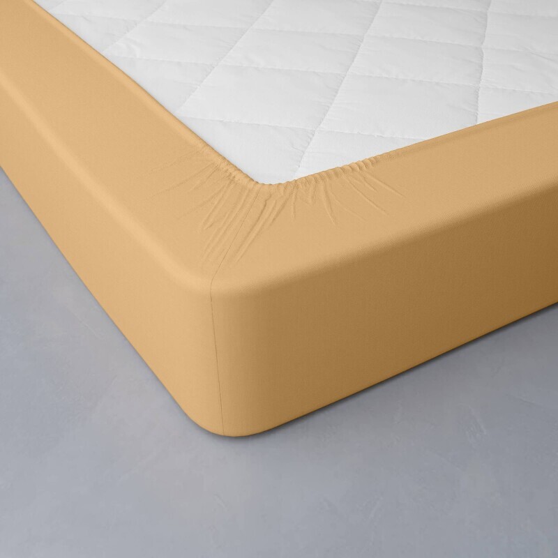 Prześcieradło z gumką perkalowe w jednolitym kolorze, głębokość narożnika 40 cm