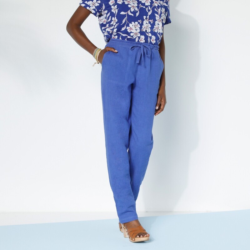 Proste, przewiewne spodnie z bawełny i lnu