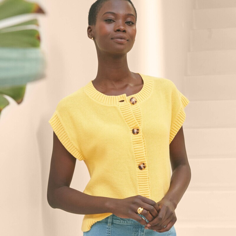 Úpletový sveter s krátkymi rukávmi