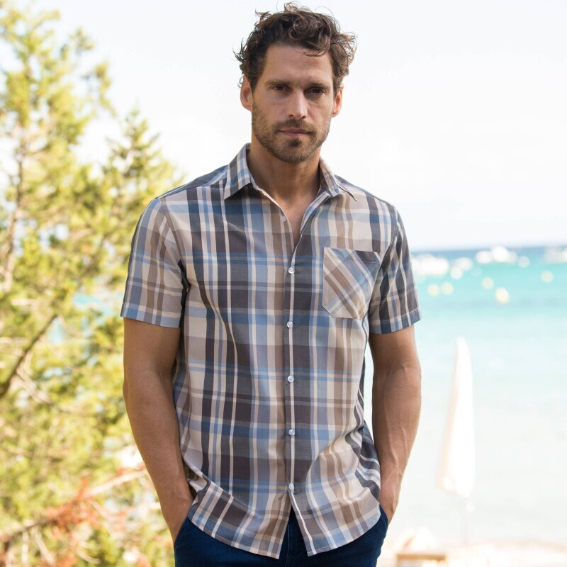 Košeľa s krátkymi rukávmi a maxi kockou