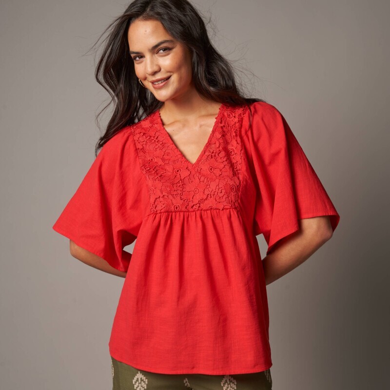 Tunika s krajkou a širokými 3/4 rukávy