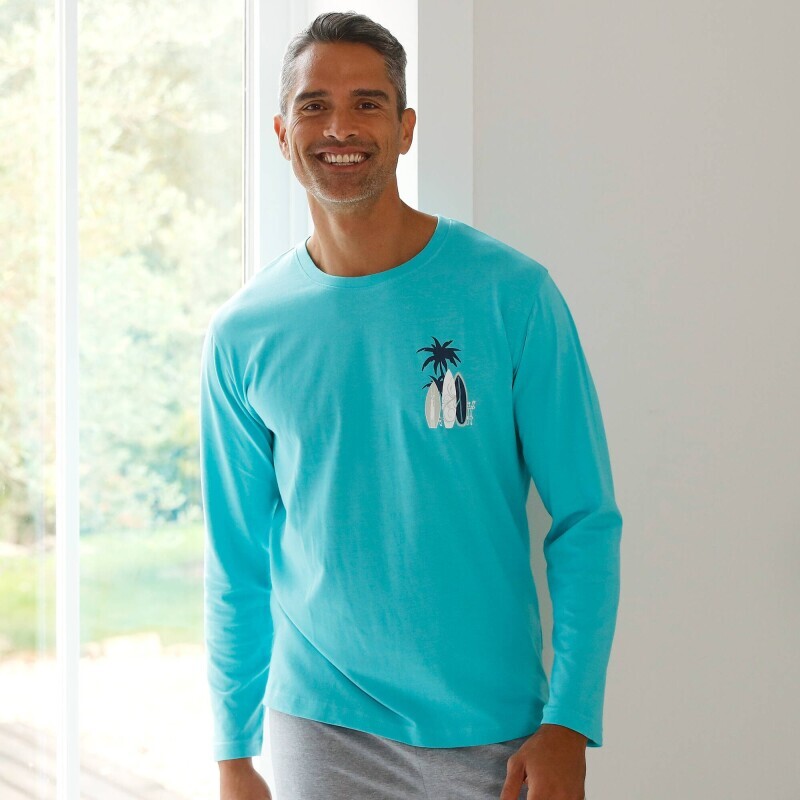 Pyžamové tričko s dlhými rukávmi, motív "surf"