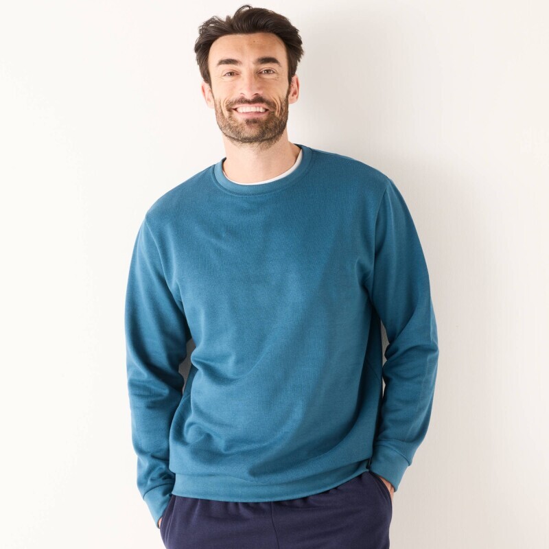 Mikina s okrúhlym výstrihom z česaného moltonu