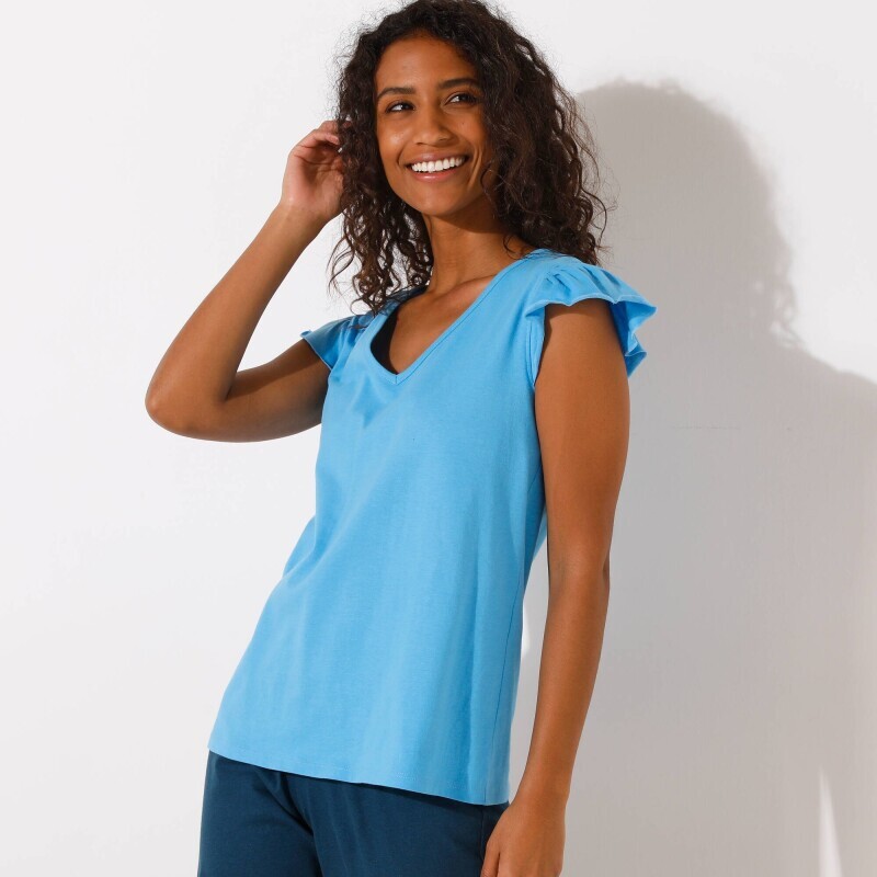 Jednofarebné pyžamové tričko s krátkymi rukávmi