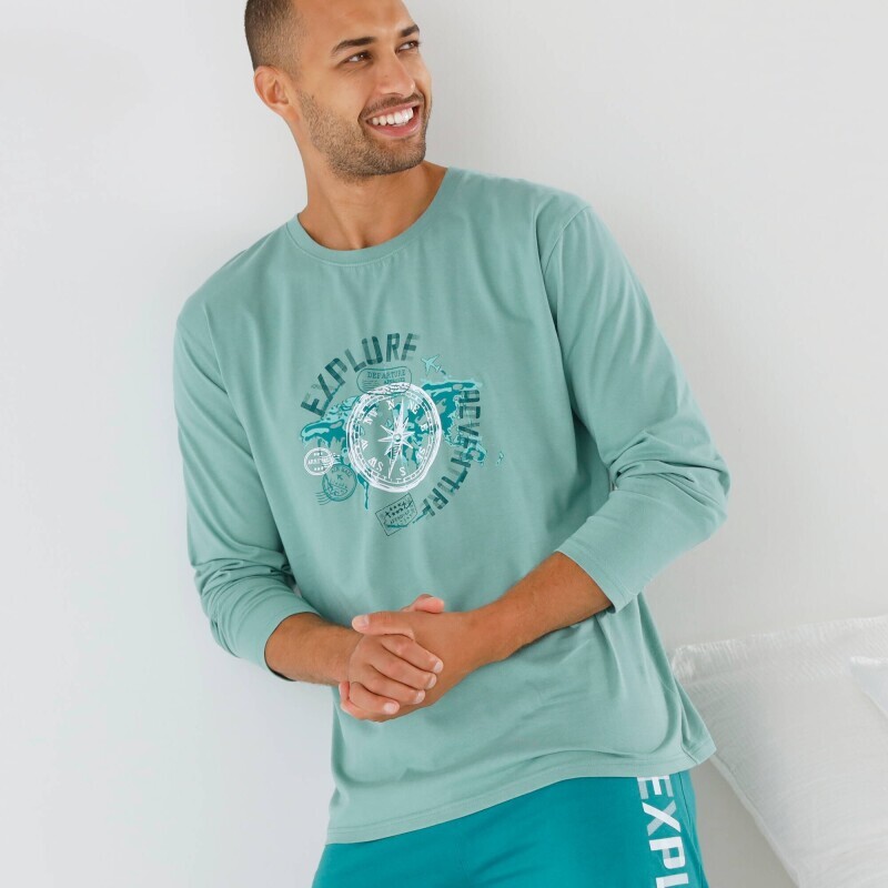 Pyžamové tričko s potlačou a dlhými rukávmi