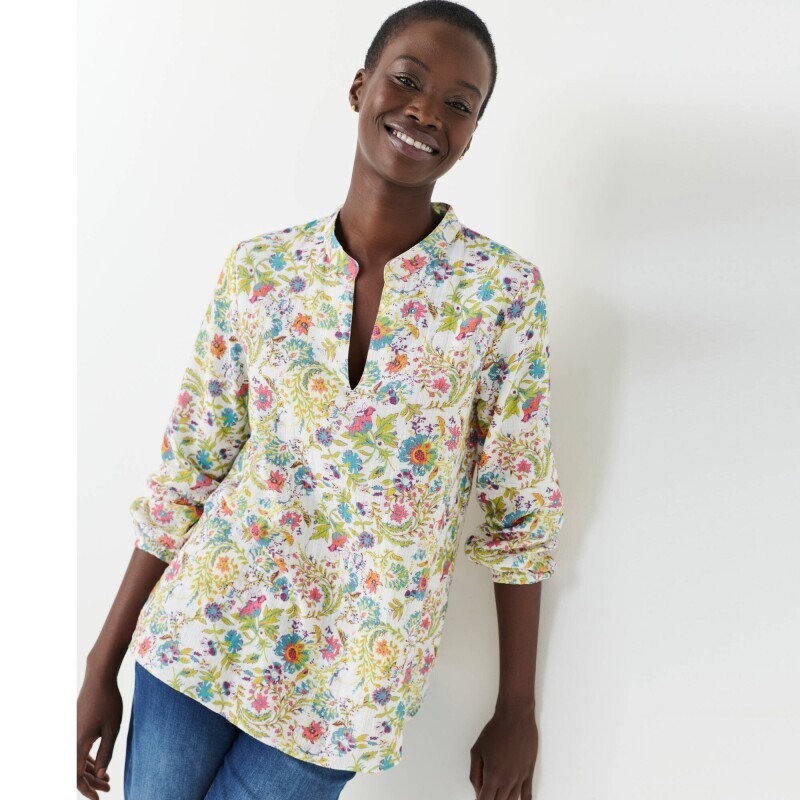 Bavlnená tunika s textúrou a potlačou kvetín