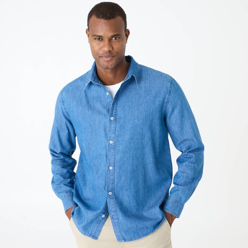 Džínsová košeľa s dlhými rukávmi