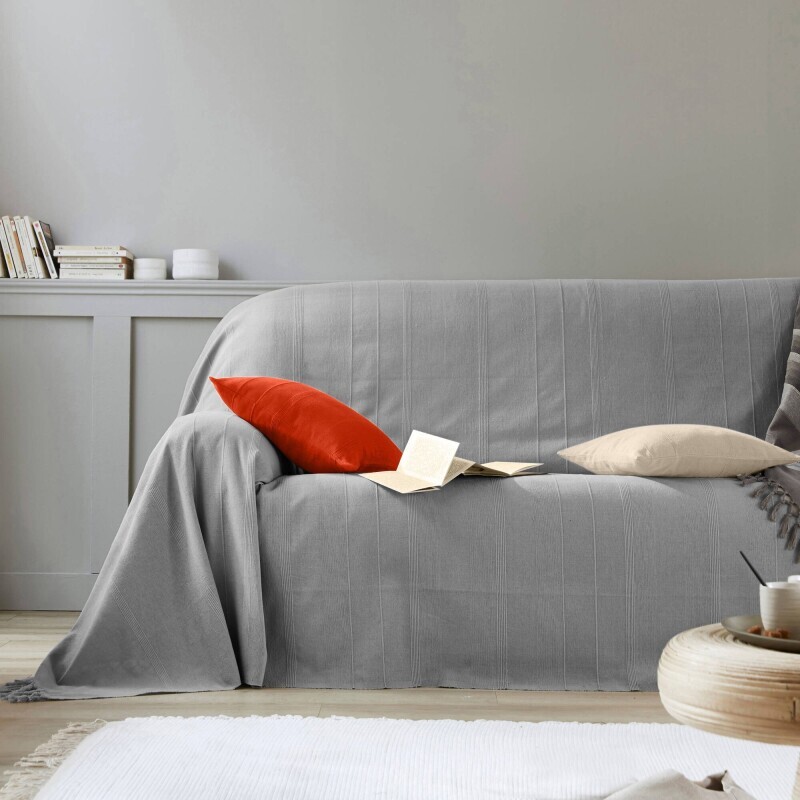 Jednofarebná ručne tkaná bavlnená prikrývka a obliečka na vankúš