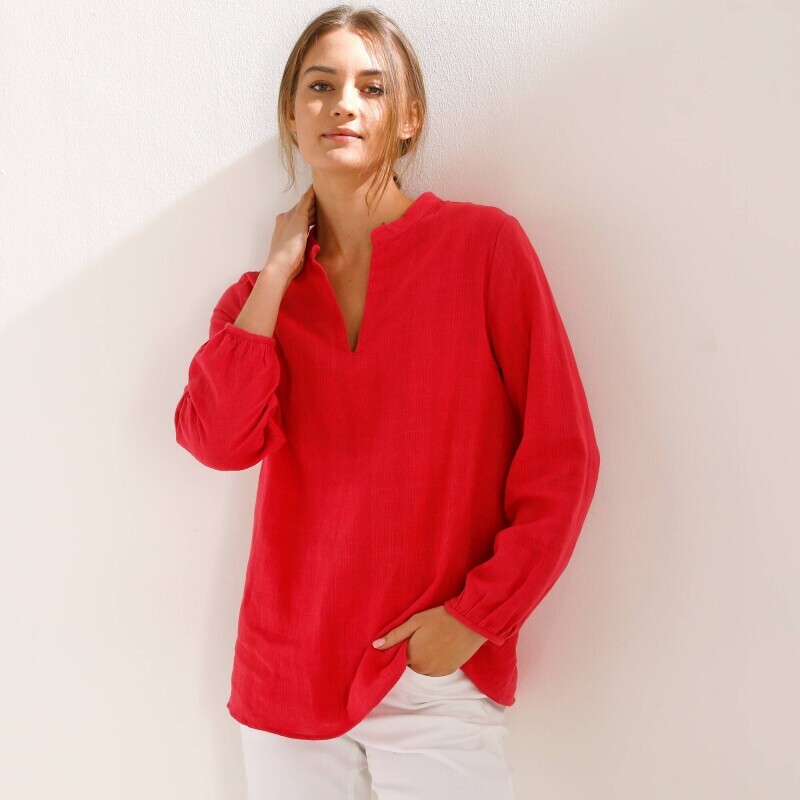 Jednofarebná bavlnená tunika s textúrou