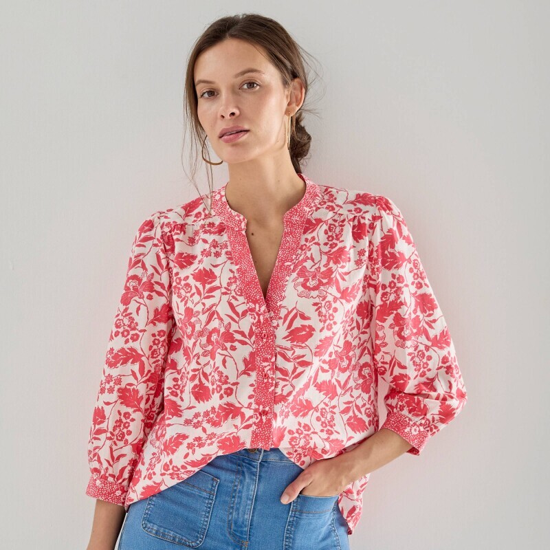 Halenka s 3/4 nabíranými rukávy a potiskem