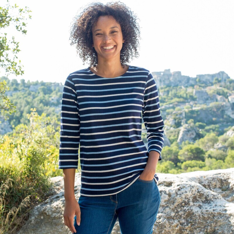 Proužkované tričko s
3/4 rukávy