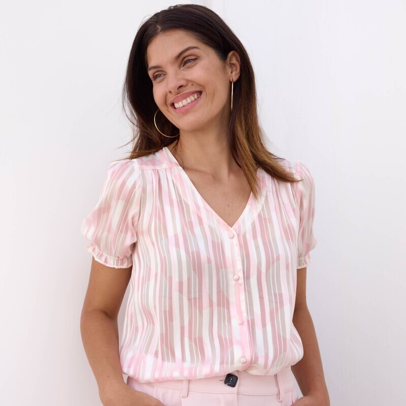 Voálová halenka na knoflíčky s potiskem