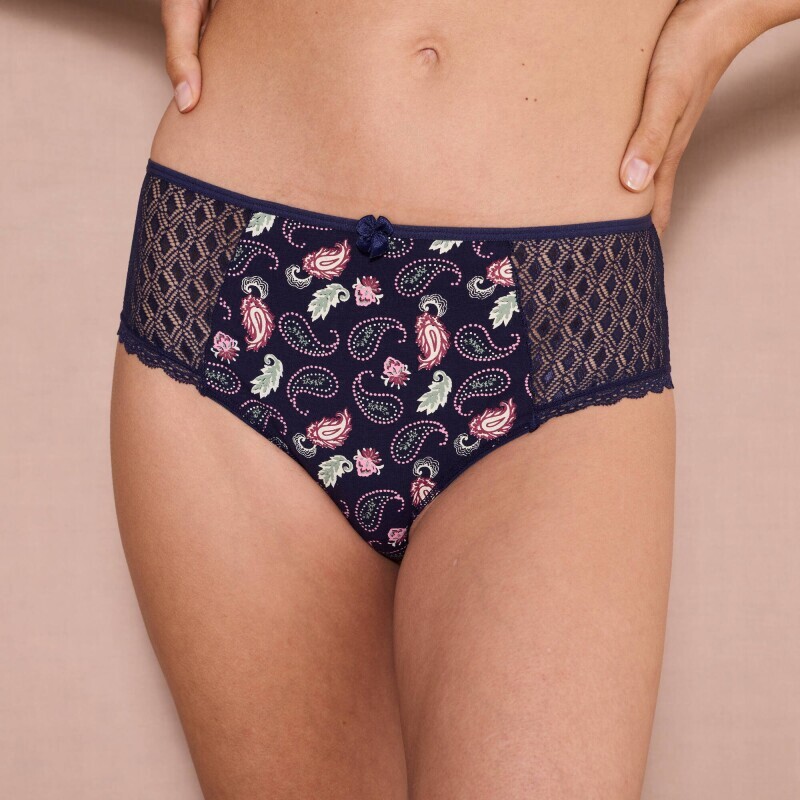 Coria Confidence Lingerie, zestaw 2 par koronkowych majtek maxi z nadrukiem kaszmiru