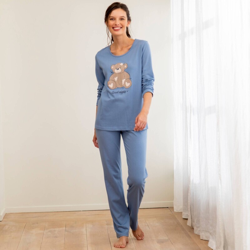 Pyžamo s dlouhými kalhotami a potiskem medvídka