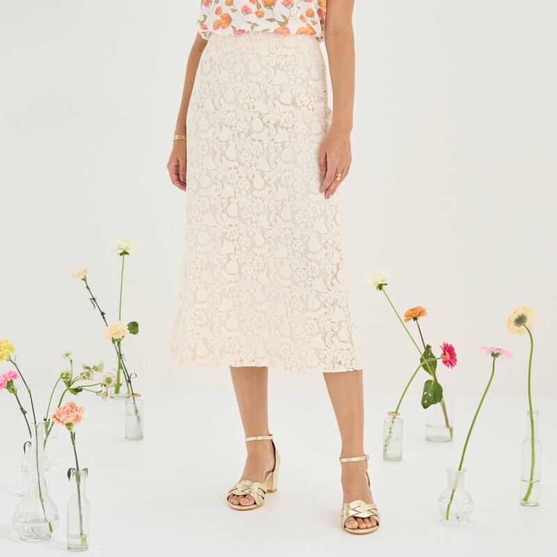 Čipková midi sukňa s
rozparkom