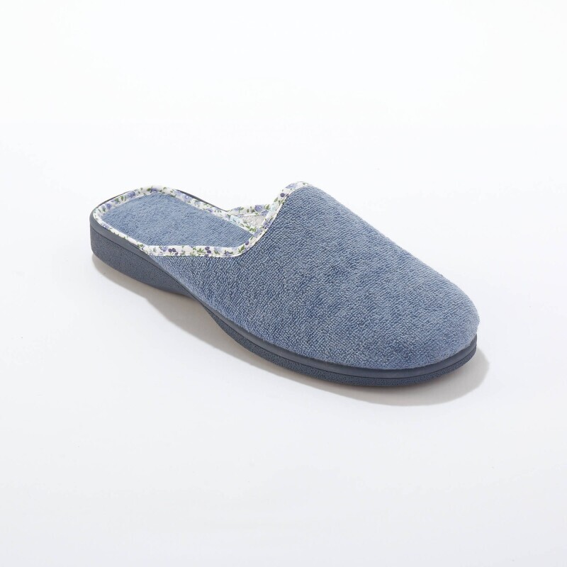 Froté šľapky s kvetinovou lemovkou