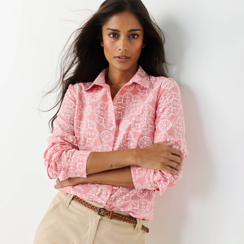 Košile ze šambré s potiskem