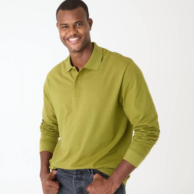 Jednobarevné polo tričko s dlouhými rukávy