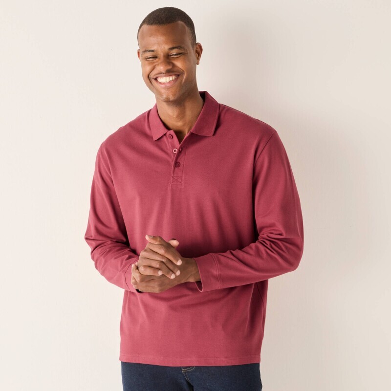 Jednofarebné polo tričko s dlhými rukávmi