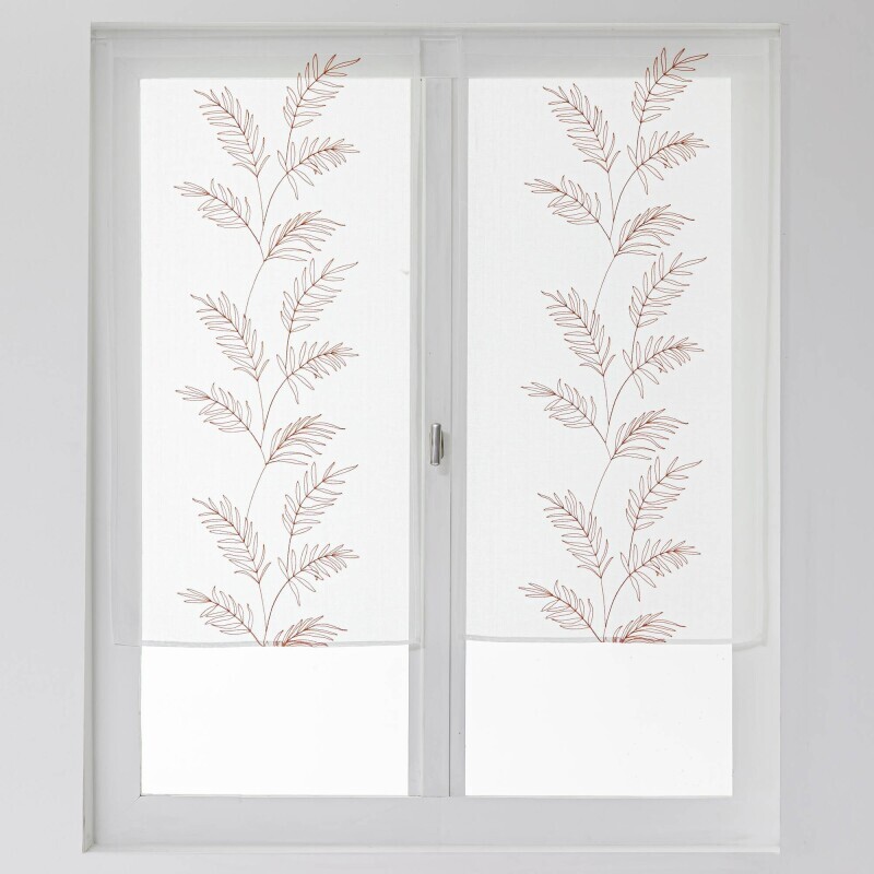 1 pár vitrážových záclon s výšivkou veľkých listov