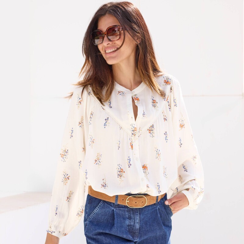 Blúzka so širokými rukávmi a_x000D_
potlačou