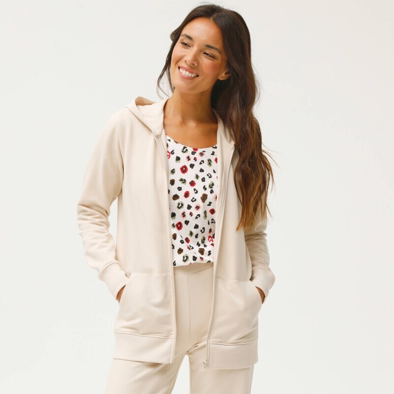 Bunda na zip s kapucí, česaný molton