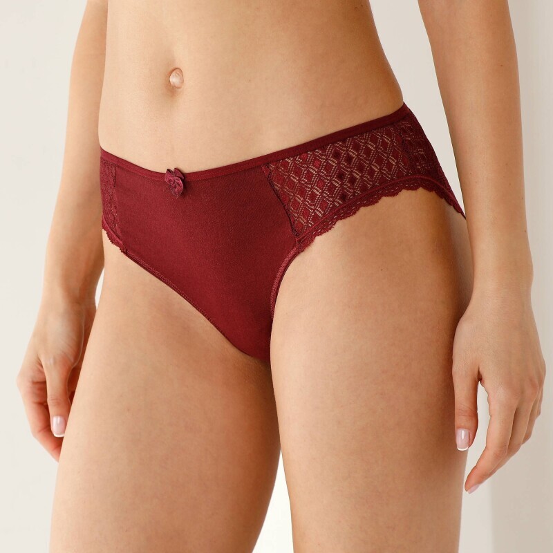 Súprava 2 jednofarebných midi nohavičiek Coria z bavlny a čipky