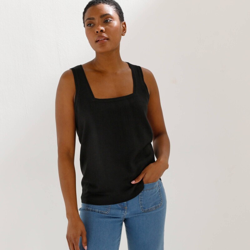 Úpletový top se čtvercovým výstřihem